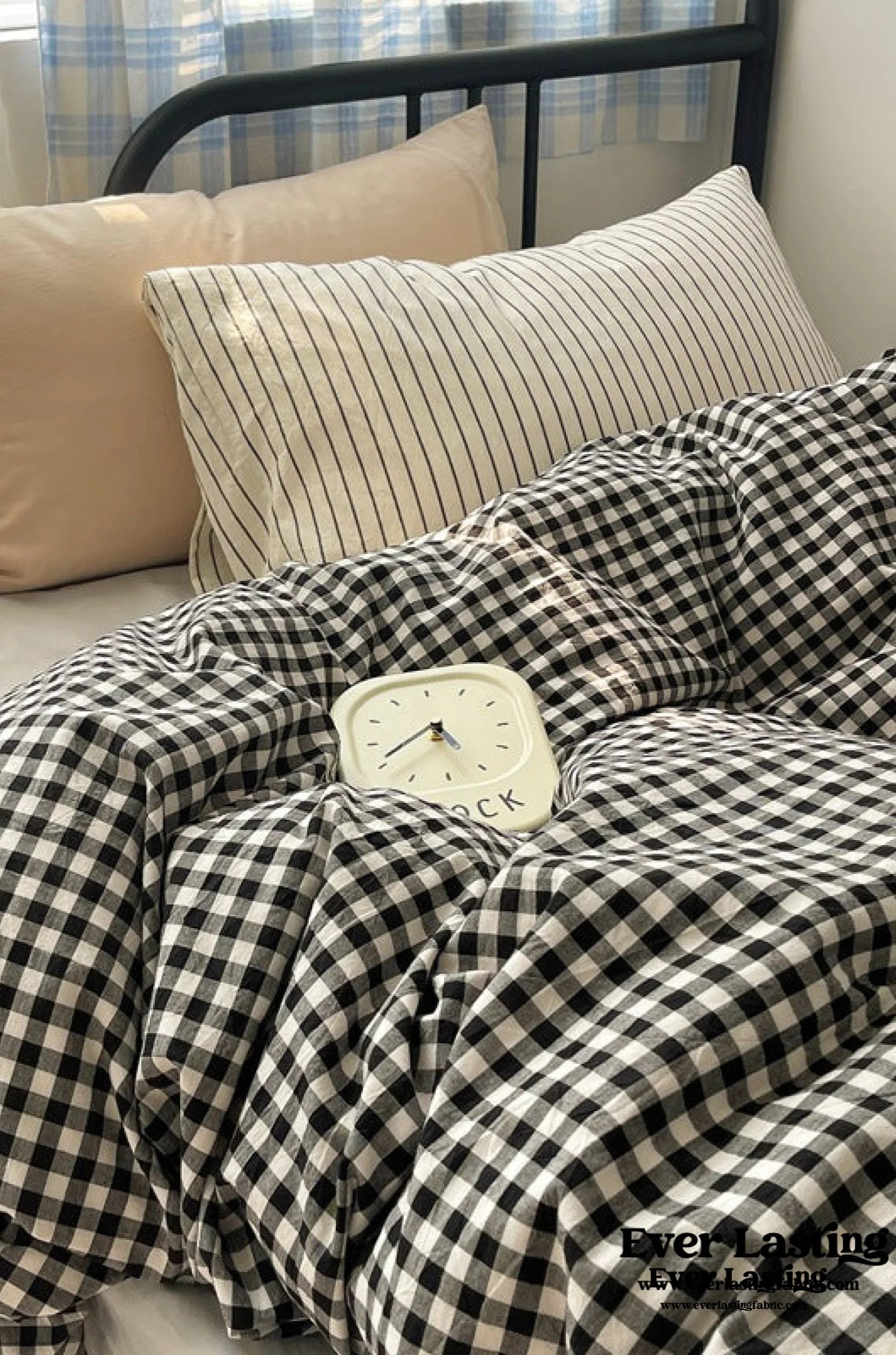 Mixed Gingham Striped Bedding Set / Mint Green Ever Lasting
