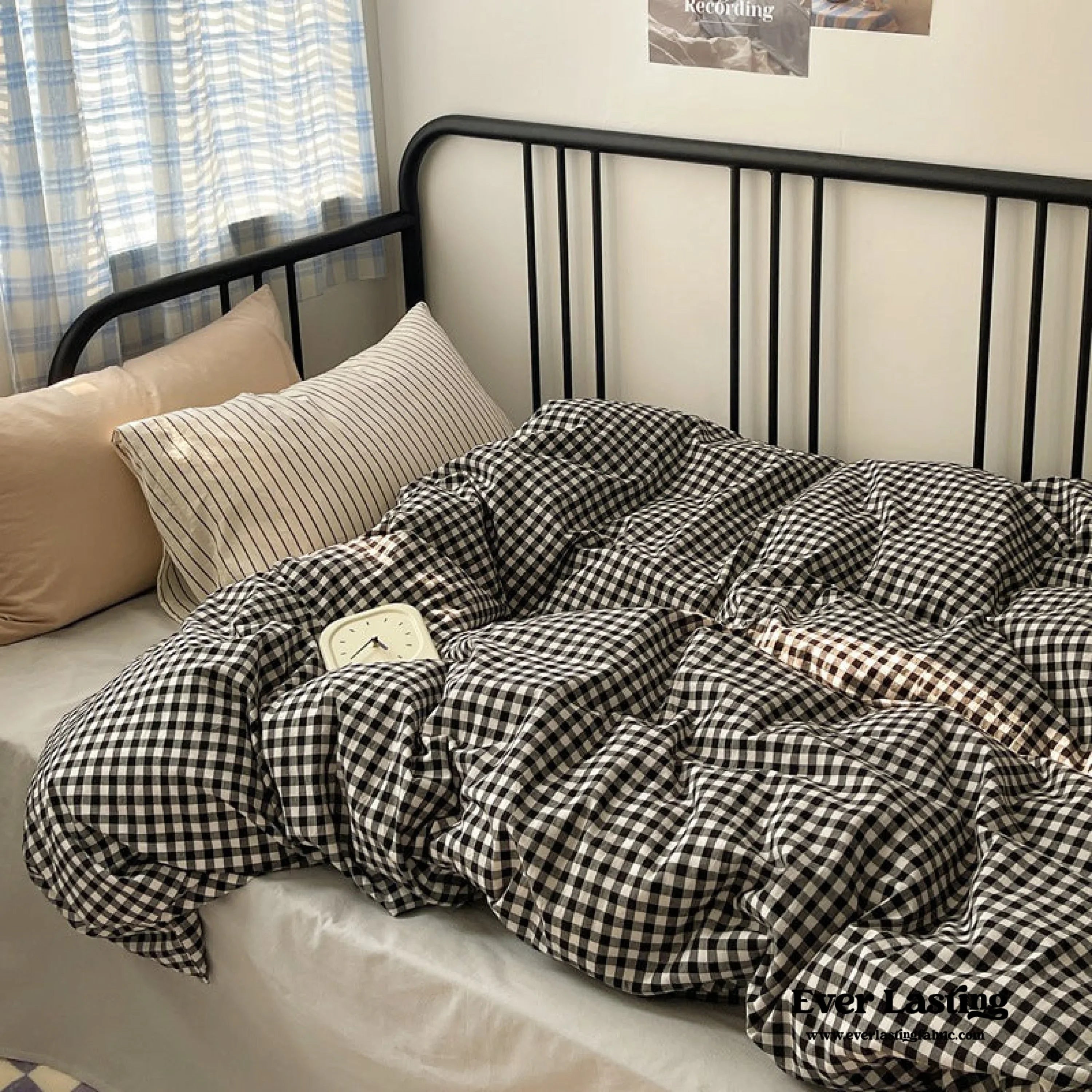 Mixed Gingham Striped Bedding Set / Mint Green Ever Lasting