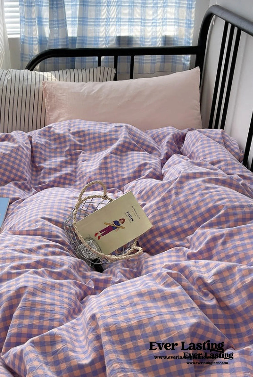 Mixed Gingham Striped Bedding Set / Mint Green Ever Lasting