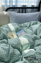 Mixed Gingham Striped Bedding Set / Mint Green Ever Lasting