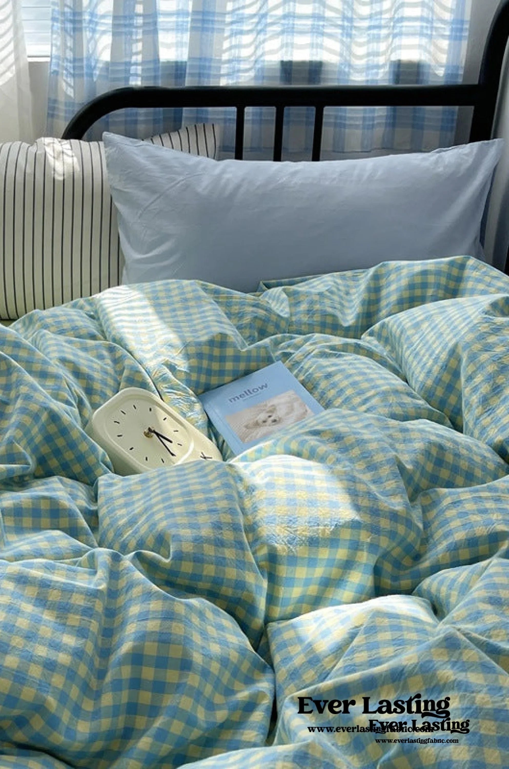 Mixed Gingham Striped Bedding Set / Mint Green Ever Lasting