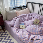 Mixed Gingham Striped Bedding Set / Mint Green Ever Lasting