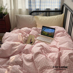 Mixed Gingham Striped Bedding Set / Mint Green Ever Lasting