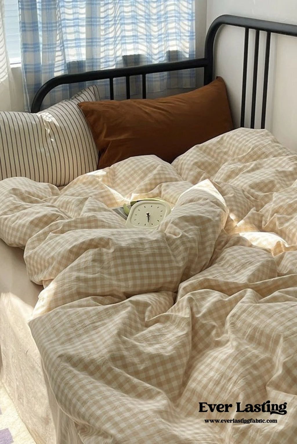 Mixed Gingham Striped Bedding Set / Mint Green Ever Lasting