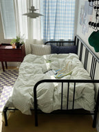 Mixed Gingham Striped Bedding Set / Mint Green Ever Lasting