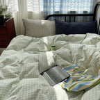 Mixed Gingham Striped Bedding Set / Mint Green Ever Lasting