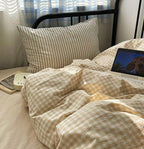 Mixed Gingham Striped Bedding Set / Mint Green Ever Lasting