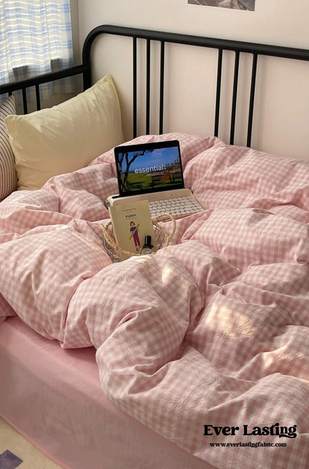 Mixed Gingham Striped Bedding Set / Mint Green Ever Lasting