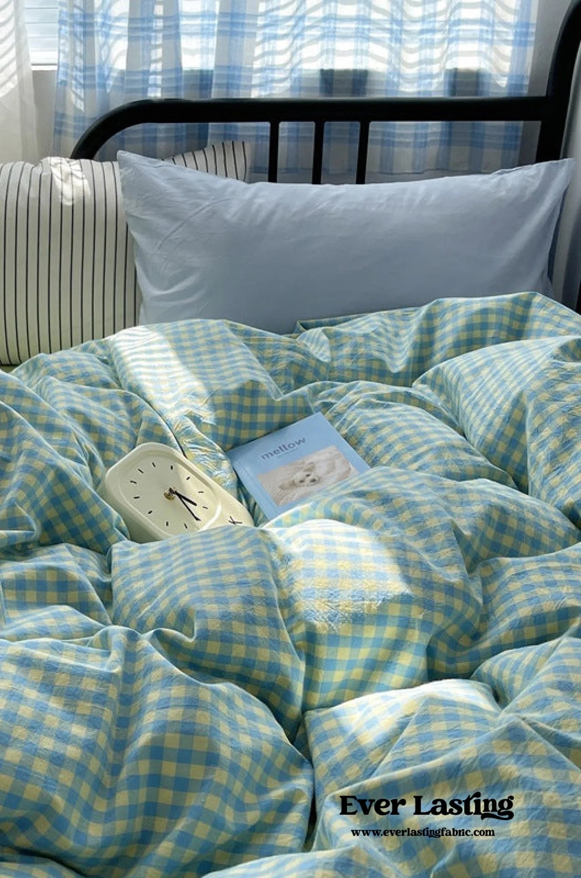 Mixed Gingham Striped Bedding Set / Mint Green Ever Lasting