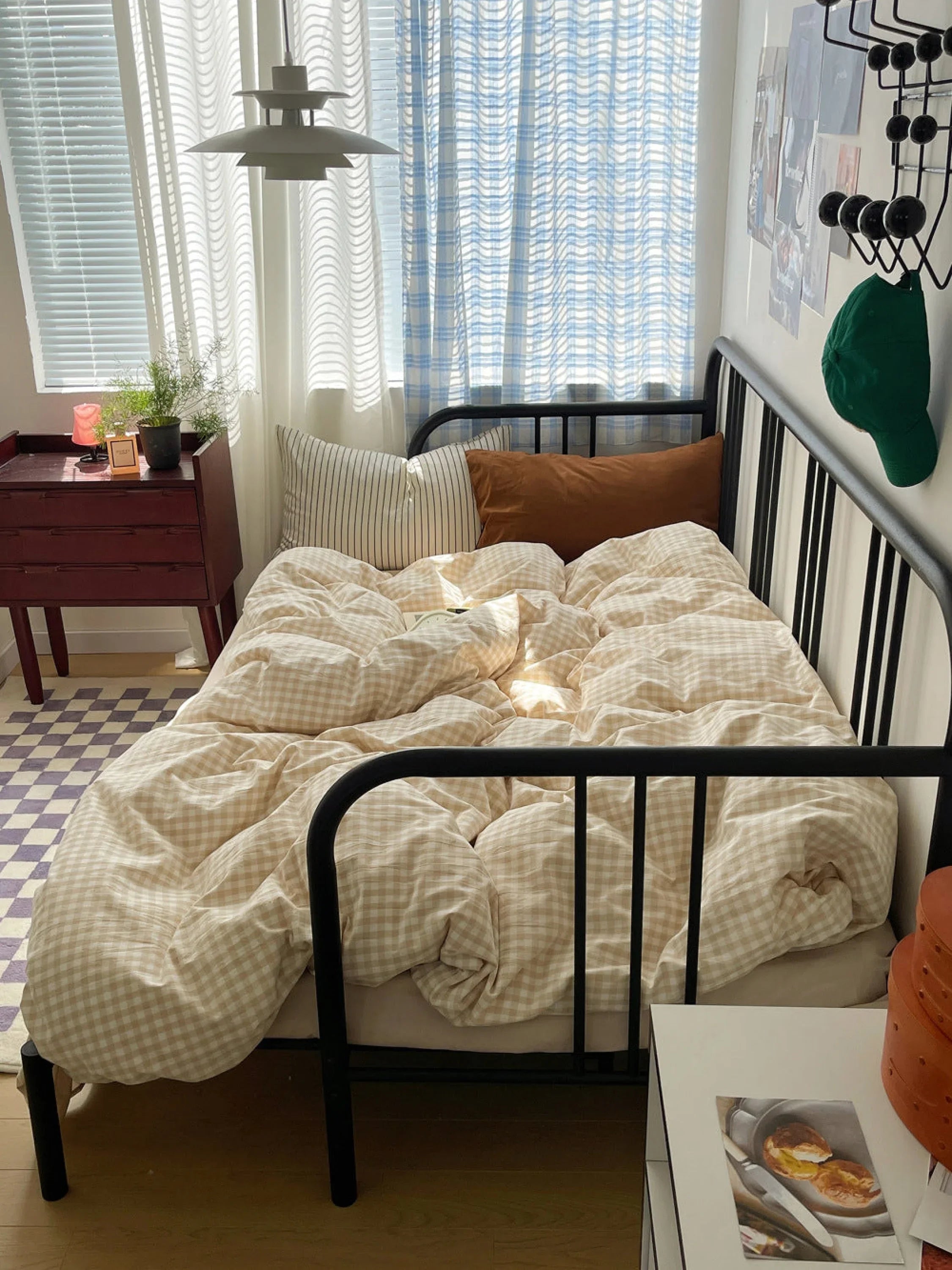 Mixed Gingham Striped Bedding Set / Mint Green Ever Lasting