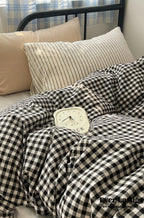 Mixed Gingham Striped Bedding Set / Mint Green