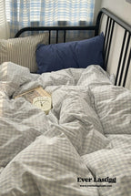 Mixed Gingham Striped Bedding Set / Mint Green