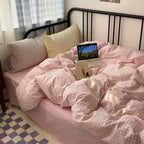 Mixed Gingham Striped Bedding Set / Mint Green