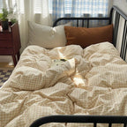 Mixed Gingham Striped Bedding Set / Mint Green