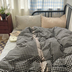 Mixed Gingham Striped Bedding Set / Purple Pink Ever Lasting