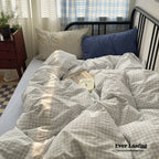 Mixed Gingham Striped Bedding Set / Purple Pink Ever Lasting