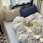 Mixed Gingham Striped Bedding Set / Purple Pink Ever Lasting