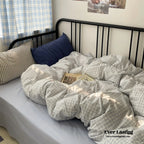 Mixed Gingham Striped Bedding Set / Purple Pink Ever Lasting