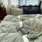 Mixed Gingham Striped Bedding Set / Purple Pink Ever Lasting