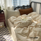 Mixed Gingham Striped Bedding Set / Purple Pink Ever Lasting