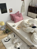 Mixed Stripe Washed Cotton Bedding Set / White + Red Ever Lasting