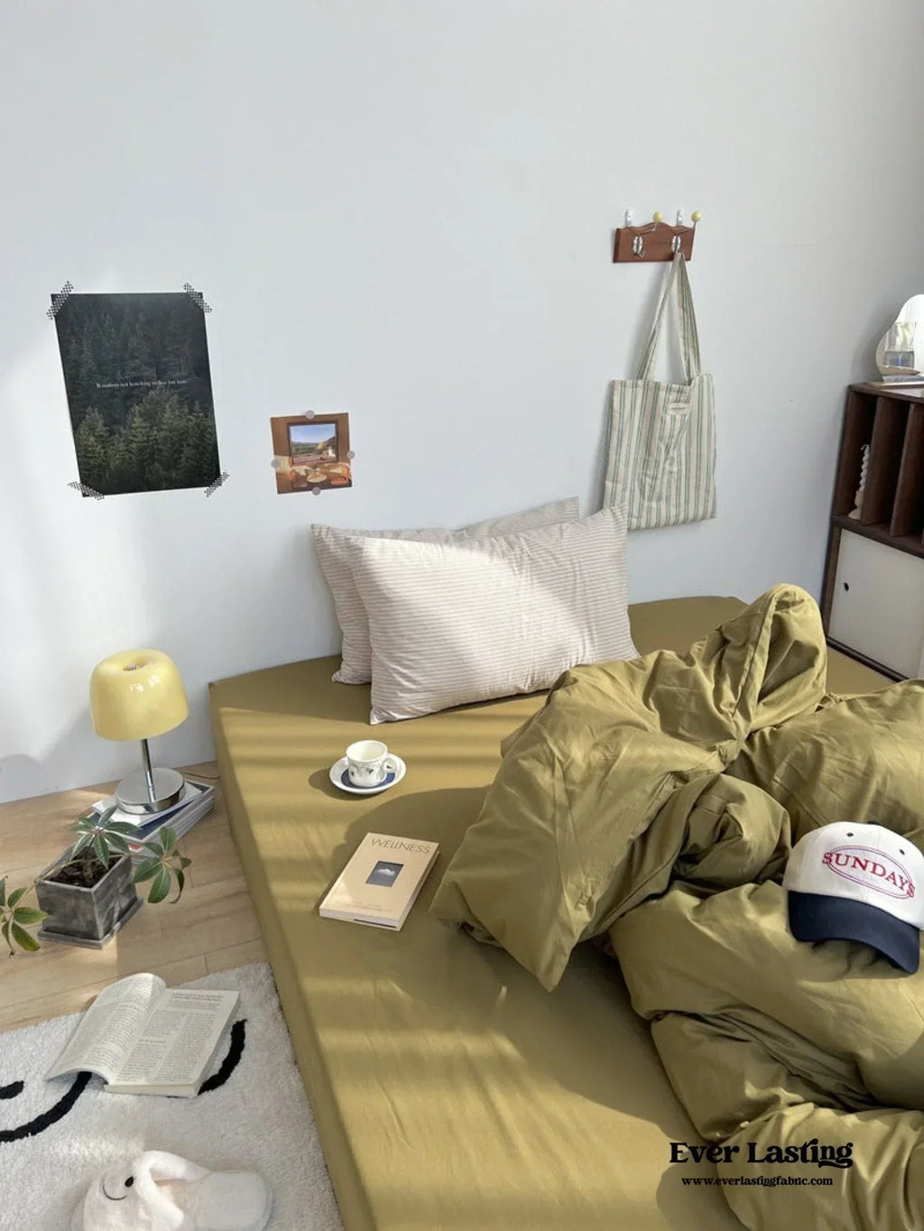 Mixed Stripe Washed Cotton Bedding Set / White + Red Ever Lasting