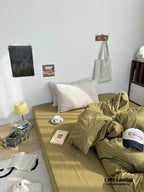 Mixed Stripe Washed Cotton Bedding Set / White + Red Ever Lasting
