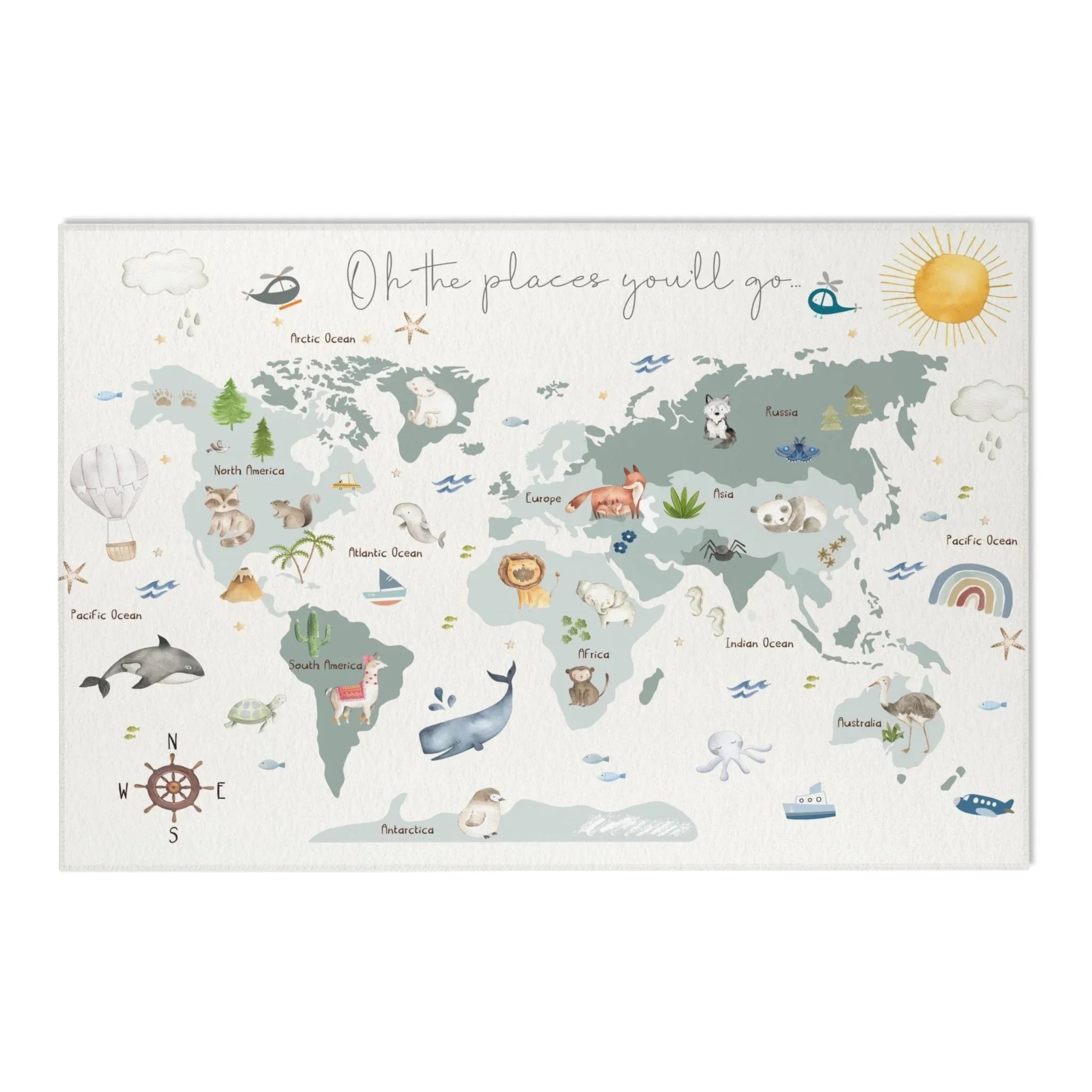 Baby Animals ABC Rug / World map Area Rug