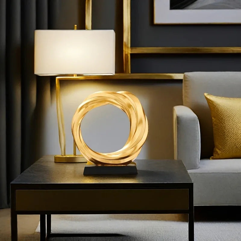 Modern Abstract Golden Circle Sculpture - House Of Avana