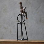 Abstract iron figure sculpture in metallic tones, elegant modern design - House of Avana