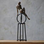 Abstract iron figure sculpture in metallic tones, elegant modern design - House of Avana