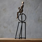 Abstract iron figure sculpture in metallic tones, elegant modern design - House of Avana