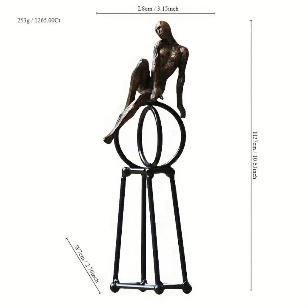 Abstract iron figure sculpture in metallic tones, elegant modern design - House of Avana