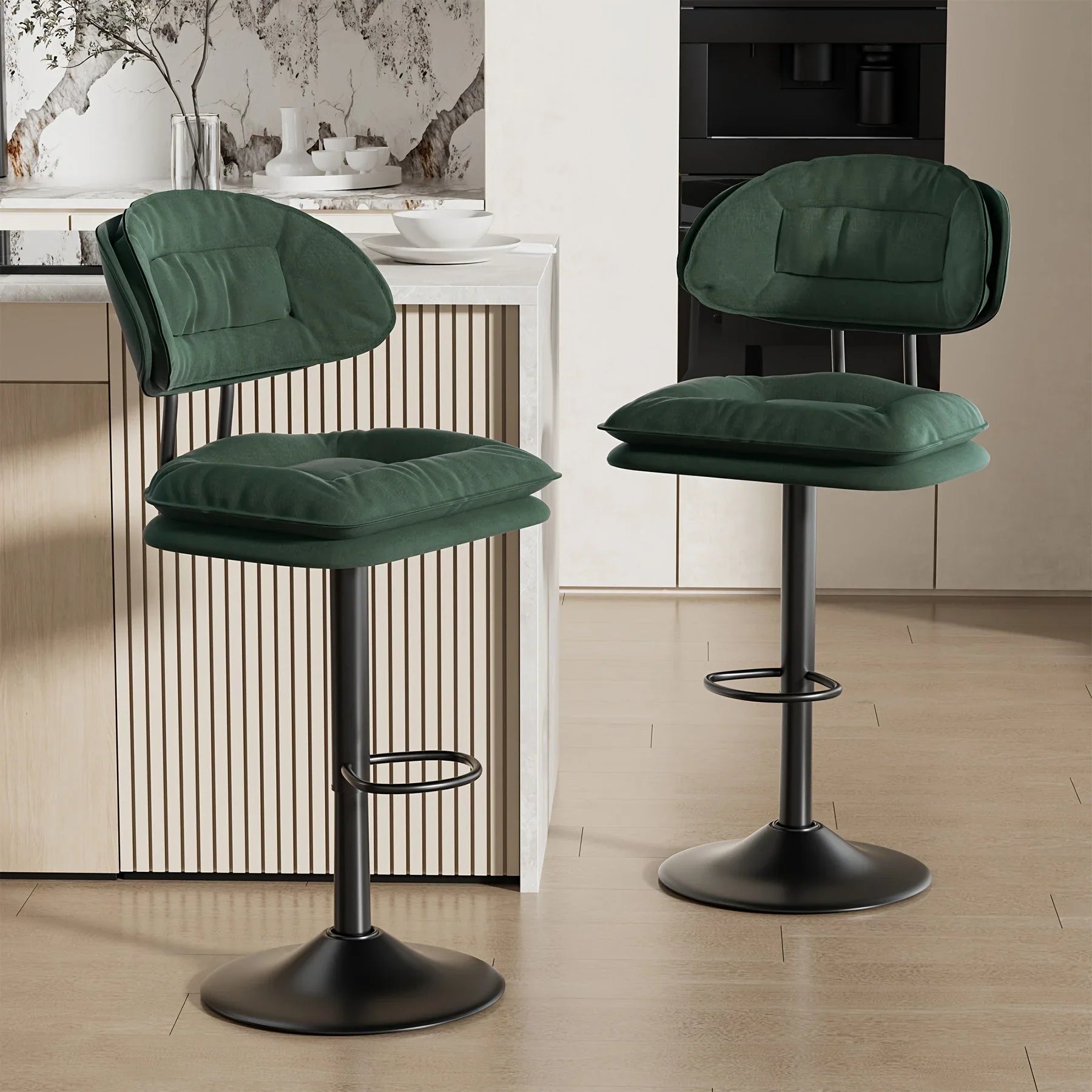 Bar Stools Set of 2/4, Modern Adjustable Height Swivel Kitchen Chairs, Counter Barstools with Backrest,... - House Of Avana