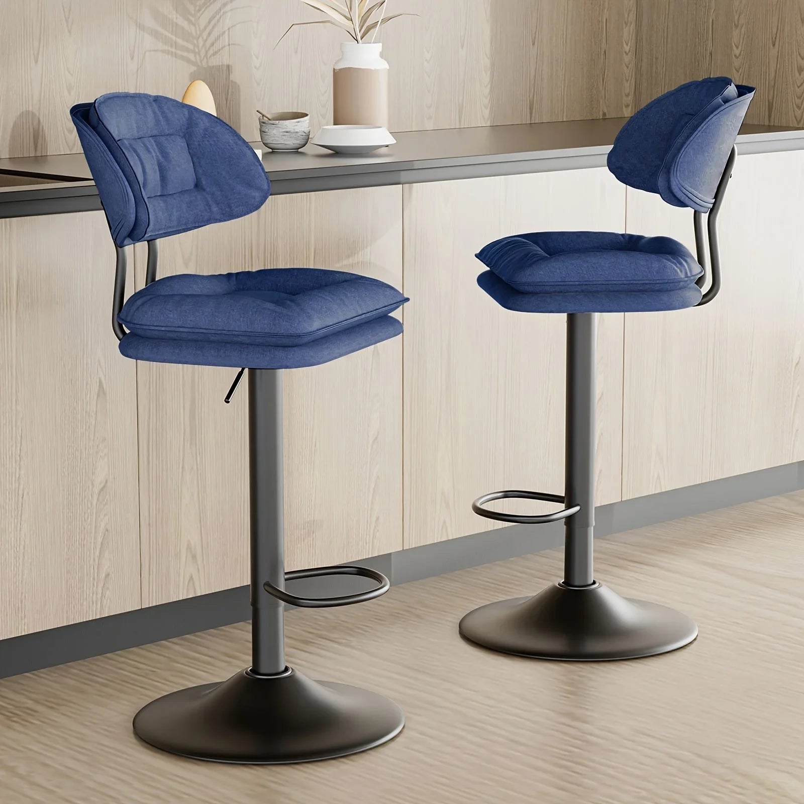Bar Stools Set of 2/4, Modern Adjustable Height Swivel Kitchen Chairs, Counter Barstools with Backrest,... - House Of Avana