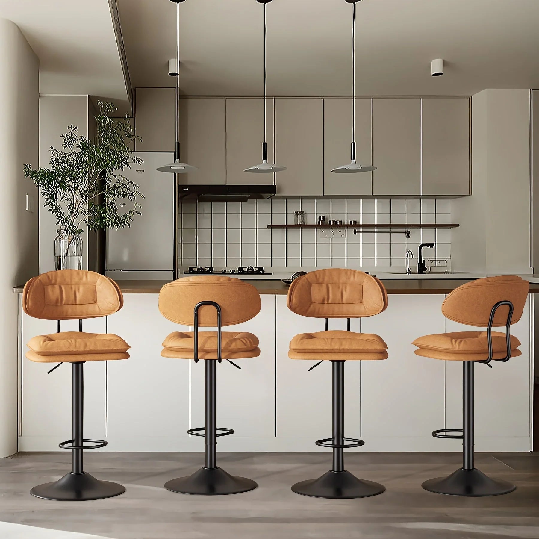 Bar Stools Set of 2/4, Modern Adjustable Height Swivel Kitchen Chairs, Counter Barstools with Backrest,... - House Of Avana