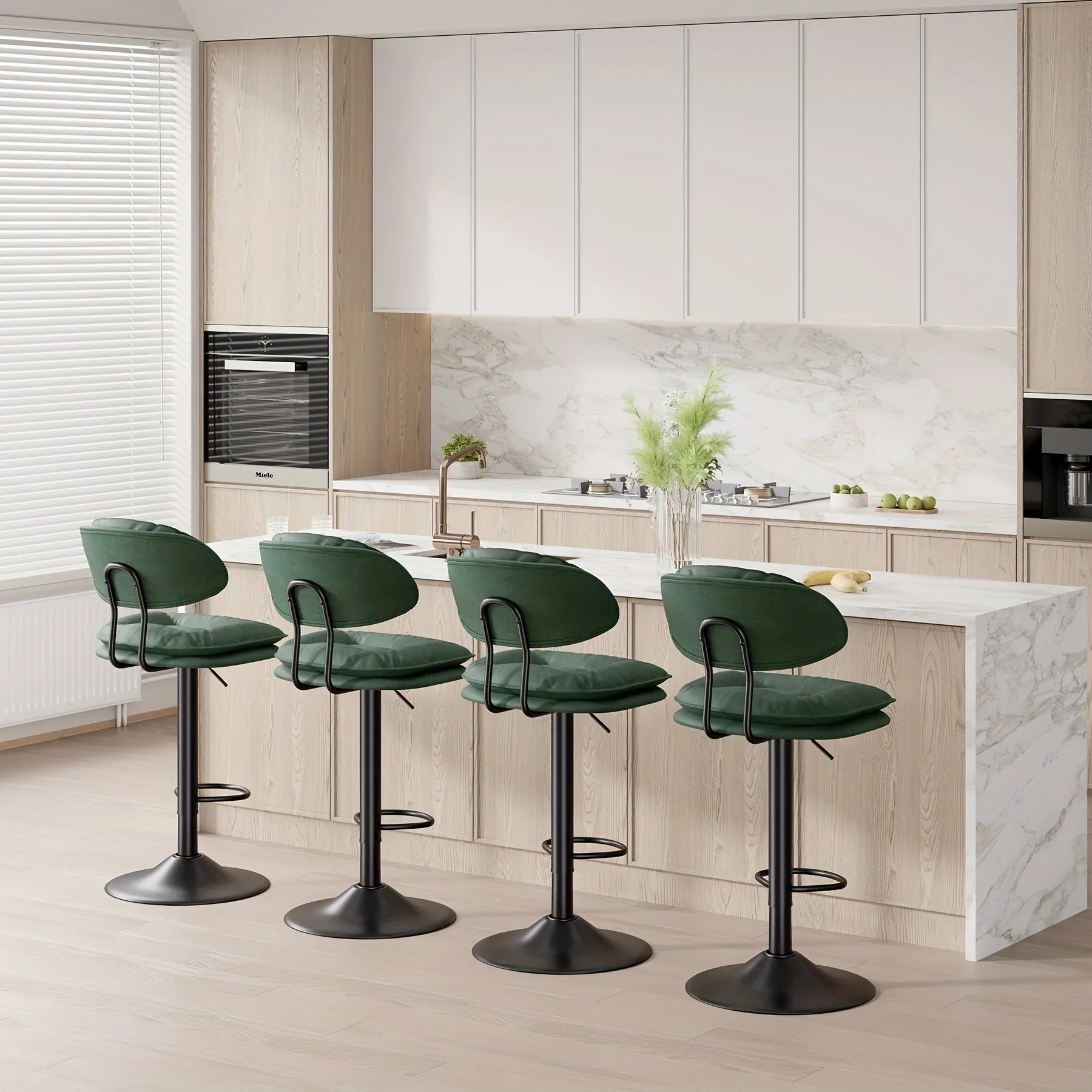 Bar Stools Set of 2/4, Modern Adjustable Height Swivel Kitchen Chairs, Counter Barstools with Backrest,... - House Of Avana