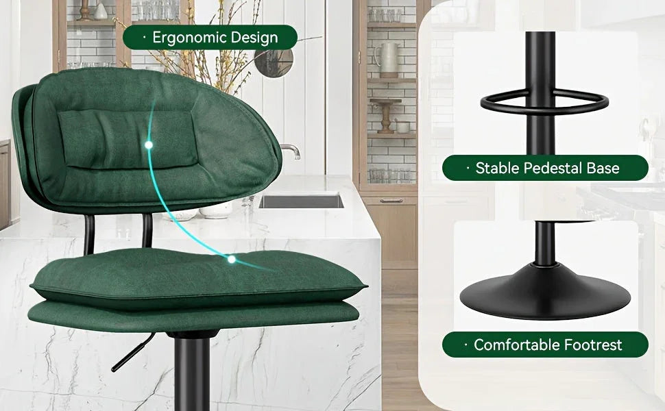 Bar Stools Set of 2/4, Modern Adjustable Height Swivel Kitchen Chairs, Counter Barstools with Backrest,... - House Of Avana