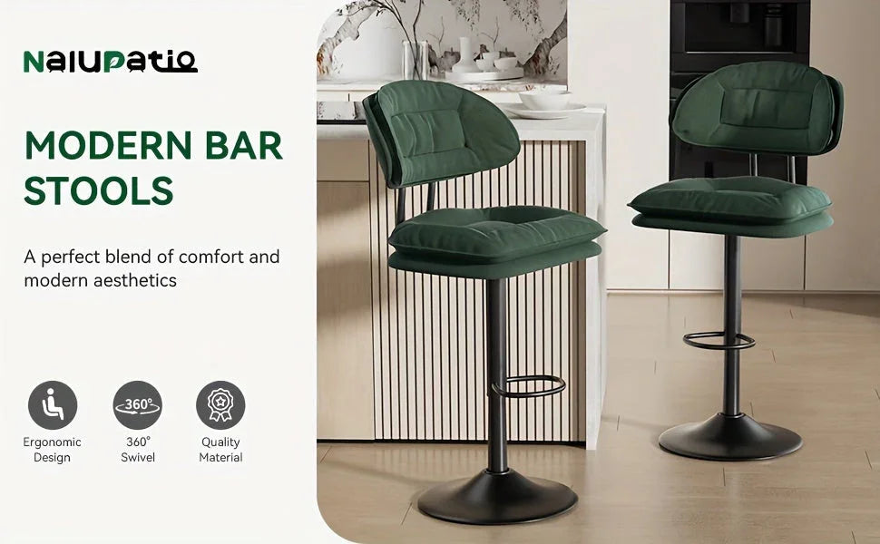 Bar Stools Set of 2/4, Modern Adjustable Height Swivel Kitchen Chairs, Counter Barstools with Backrest,... - House Of Avana