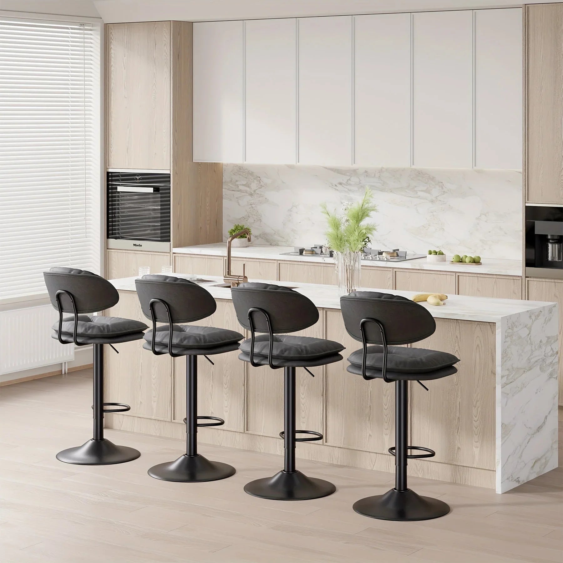 Bar Stools Set of 2/4, Modern Adjustable Height Swivel Kitchen Chairs, Counter Barstools with Backrest,... - House Of Avana