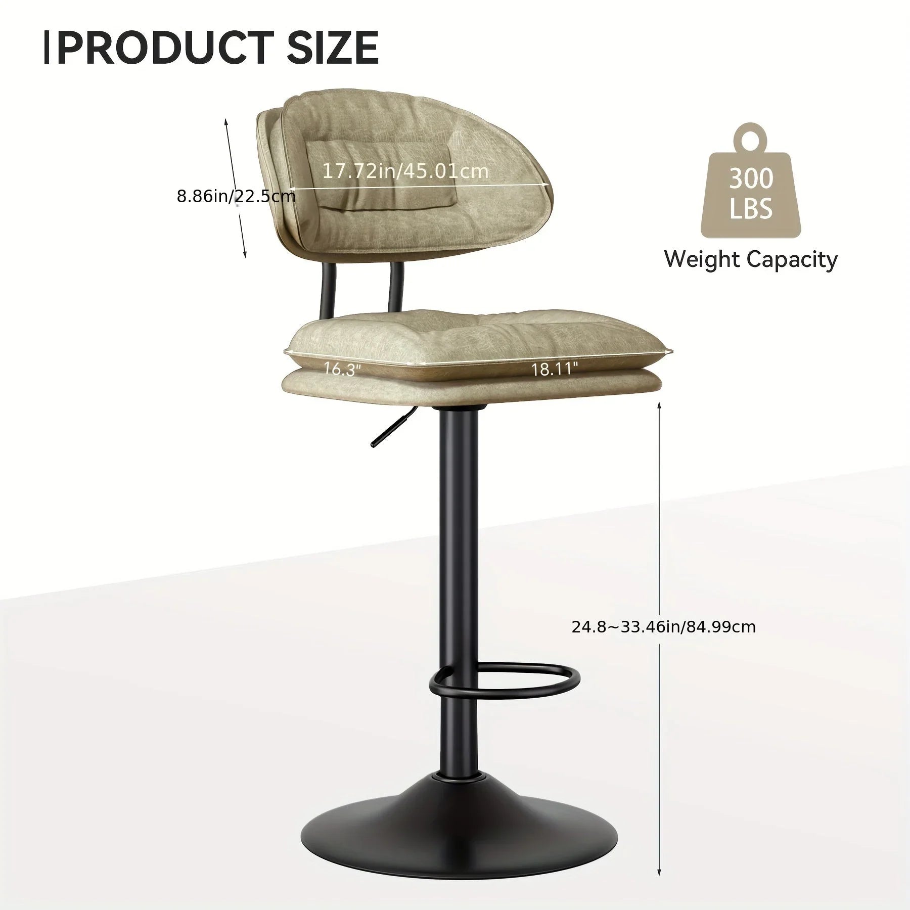 Bar Stools Set of 2/4, Modern Adjustable Height Swivel Kitchen Chairs, Counter Barstools with Backrest,... - House Of Avana