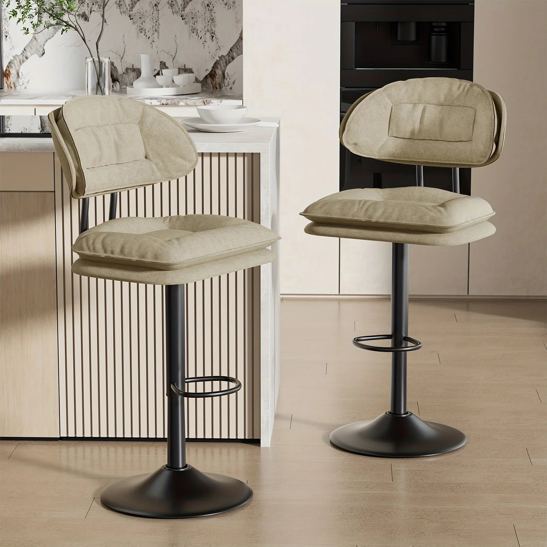 Bar Stools Set of 2/4, Modern Adjustable Height Swivel Kitchen Chairs, Counter Barstools with Backrest,... - House Of Avana