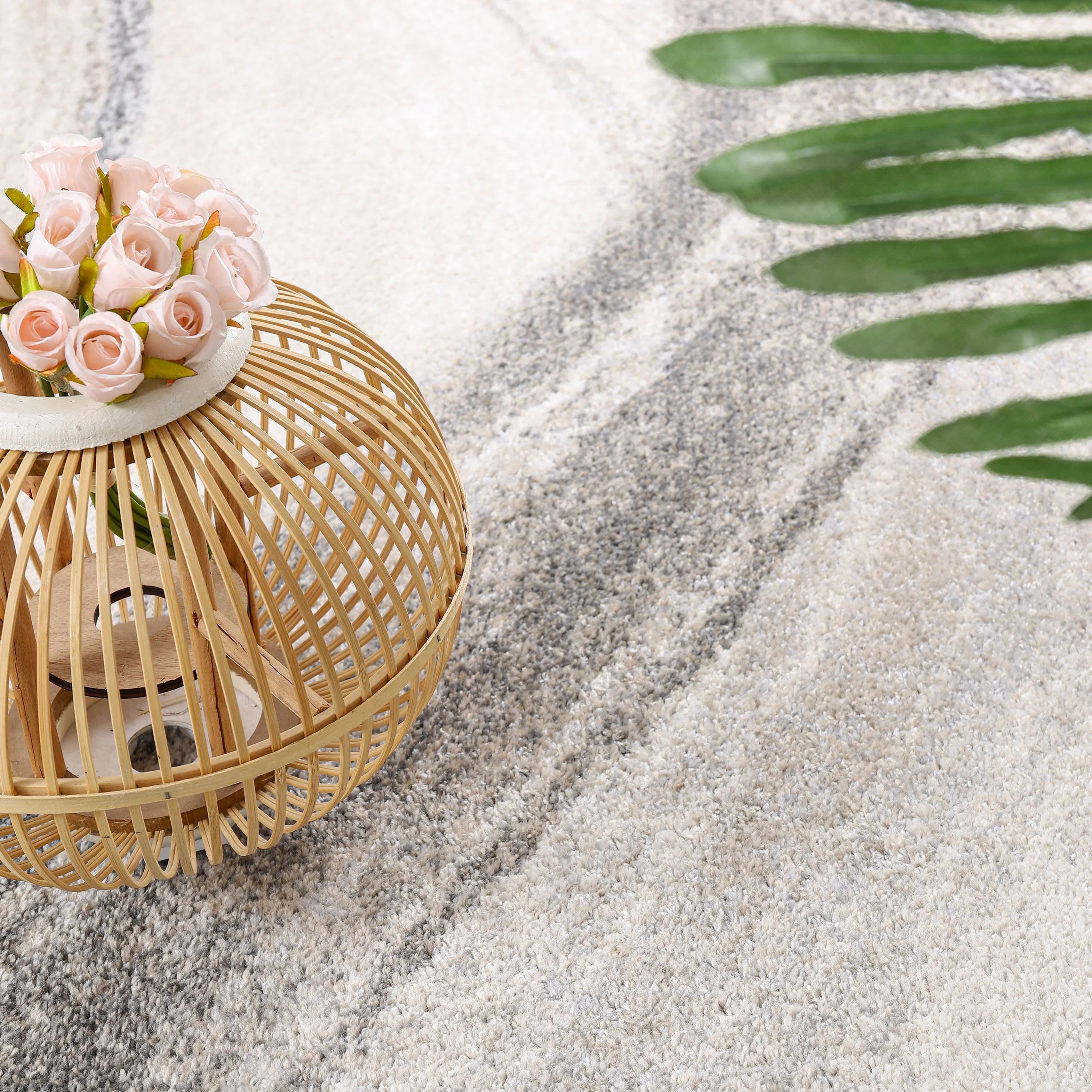 Modern Area Rug Fiesta with Artistic Waves in Beige Grey RugYourHome