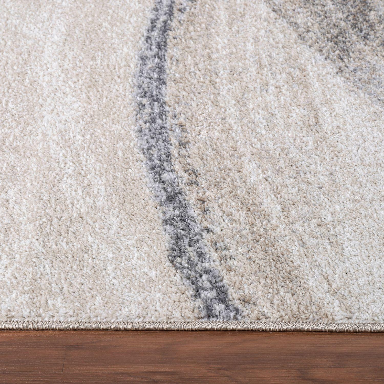 Modern Area Rug Fiesta with Artistic Waves in Beige Grey RugYourHome
