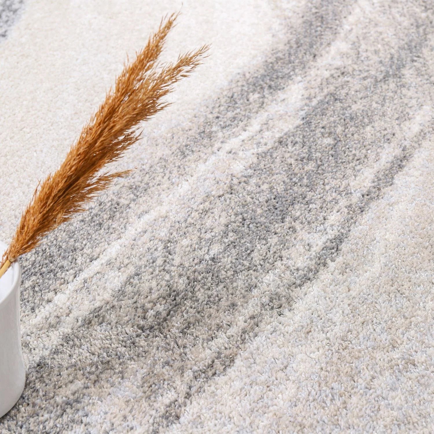 Modern Area Rug Fiesta with Artistic Waves in Beige Grey RugYourHome