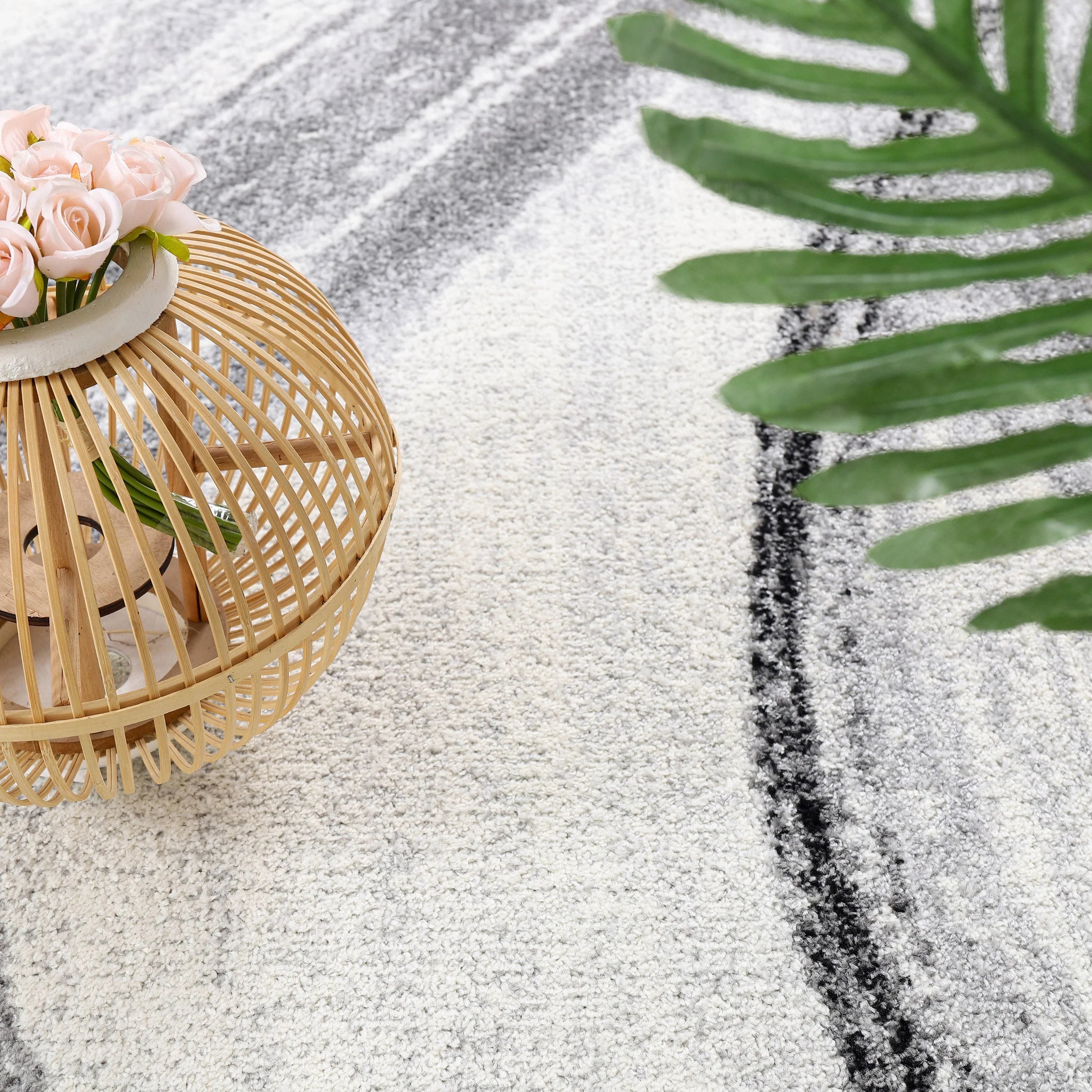 Modern Area Rug Fiesta with Artistic Waves in Grey Tones RugYourHome