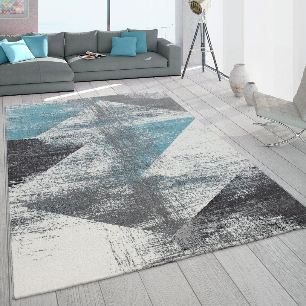 Modern Area Rug Mero Abstract Design - Grey Blue RugYourHome