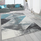 Modern Area Rug Mero Abstract Design - Grey Blue RugYourHome