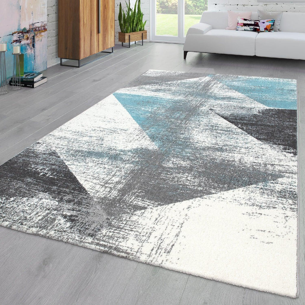 Modern Area Rug Mero Abstract Design - Grey Blue RugYourHome