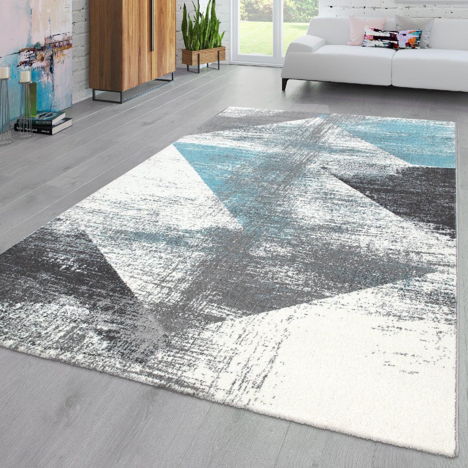 Modern Area Rug Mero Abstract Design - Grey Blue RugYourHome